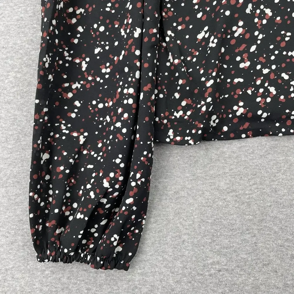 Abercrombie & Fitch Top Womens S Black Sweetheart Neck Speckled Tie Front NWT